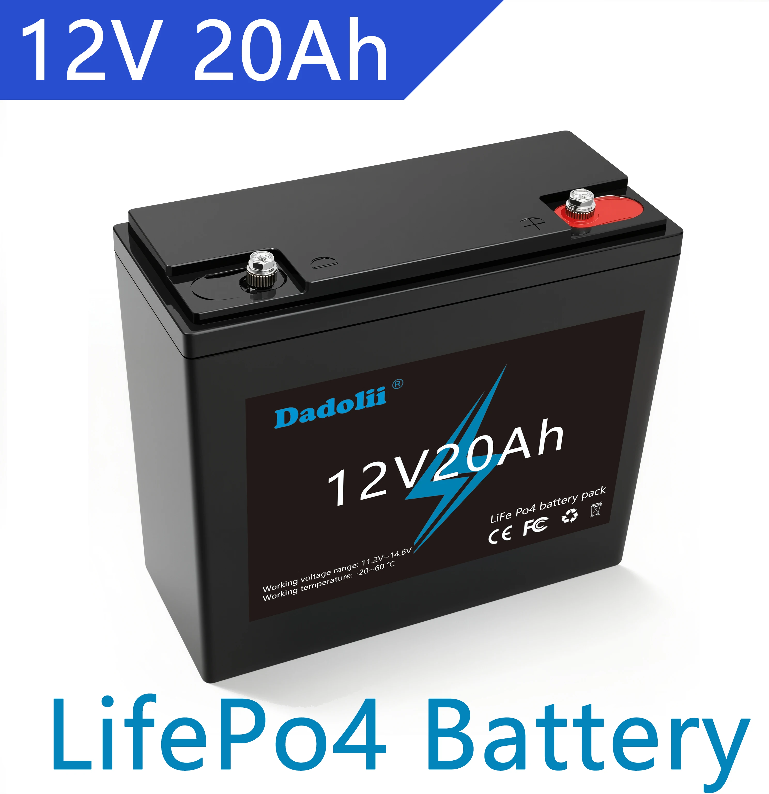 

Аккумулятор LiFePO4 12В 20Ач, 4000 циклов, 256Втч, для электрического троллингового мотора, солнечных систем хранения энергии, с BMS 30А