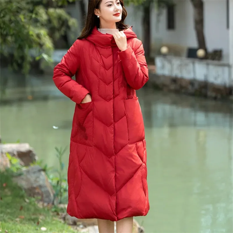 Damska kurtka puchowa z bawełny, modna, z kapturem, w stylu chińskim, elegancka parka zimowa, odzież wierzchnia dla kobiet.