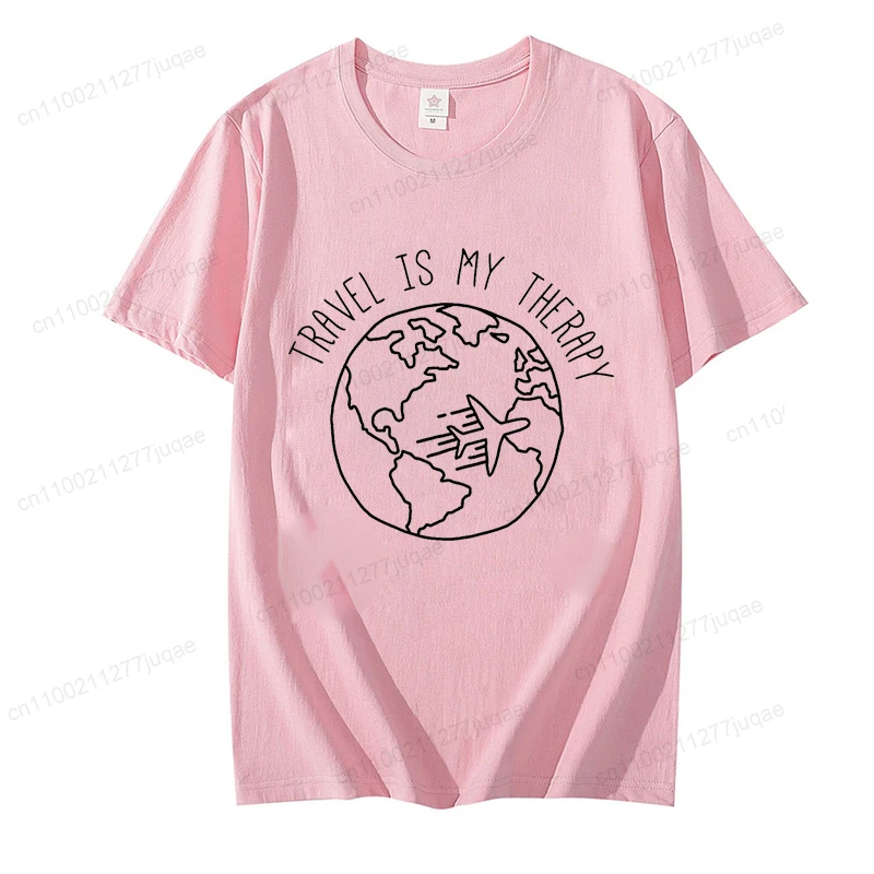 여행은 나의 치료입니다 인쇄된 트렌드 여성 패션 의류 그래픽 티셔츠 옷 여행 프린트 여성 셔츠 여성 캐주얼 티셔츠