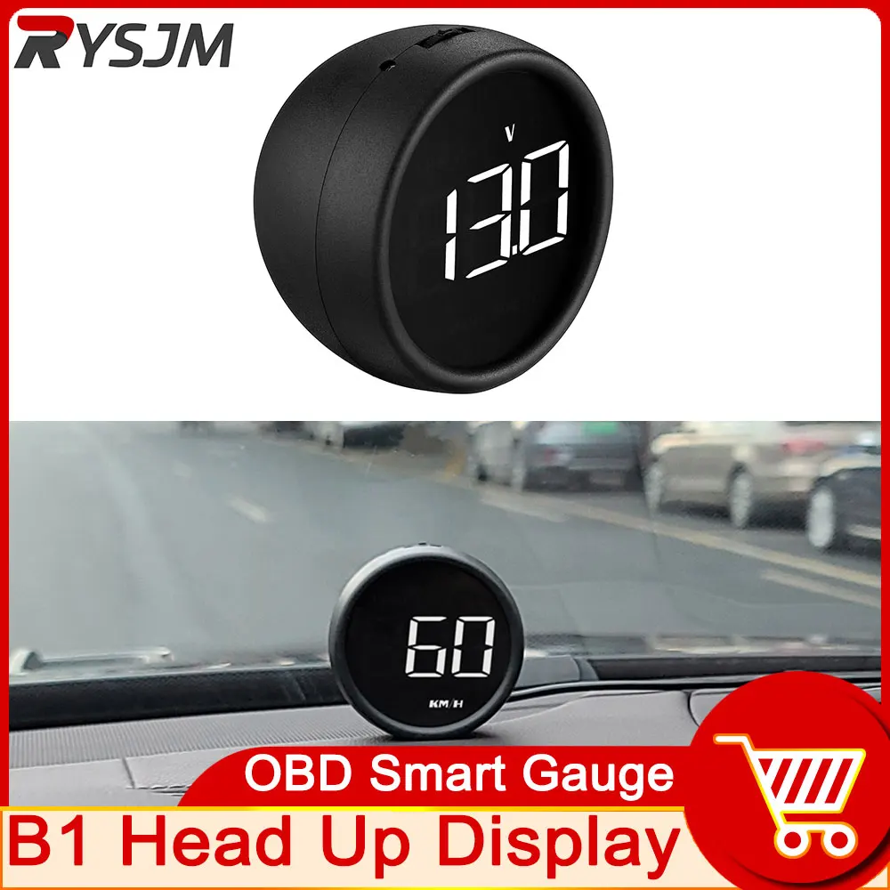 B1 Head Up Display Speedometer Car Voltmeter Water Temperature Oil Consumption RPM Alarm Portable Car Electronic Accessories