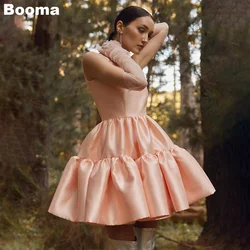 Booma A-Line Mini Prom Dresses Sleeveless Ruched Ball Gown Cocktail Dresses Square Collar Stain Bridesmaid Dress for Women 2024