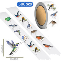 500PCS Ten Different Patterns of Bird Roll Stickers Graffiti Handbooks DIY Luggage Notebook Waterproof Stickers