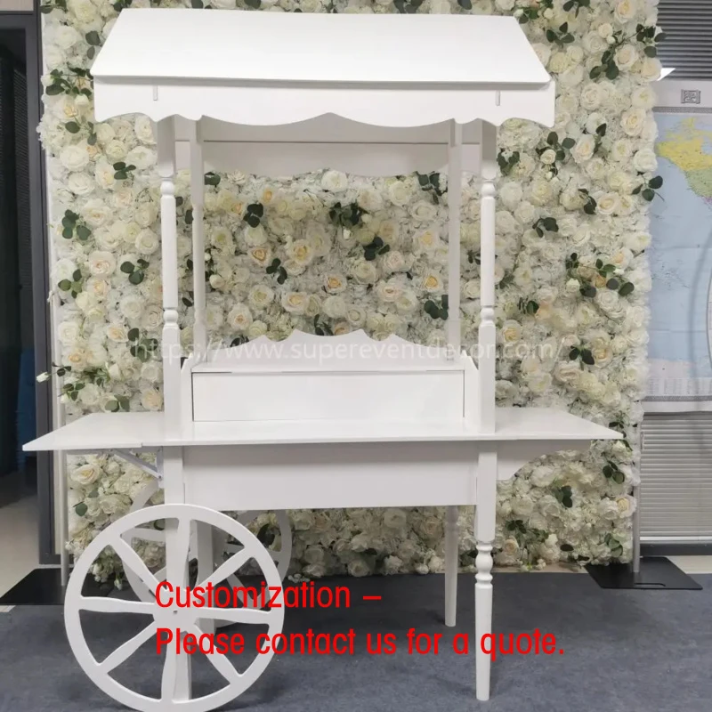 custom.Professional Simple Collapsible White Wooden Flower Candy Display Cart Ultimate Wedding Float Cart Outdoor Party Even
