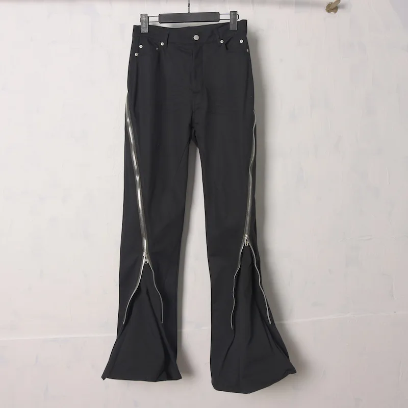 

High Street Double-zip Flared Cotton Denim Trousers Casual Fashion Street-Style Pants Men's Women's Pants