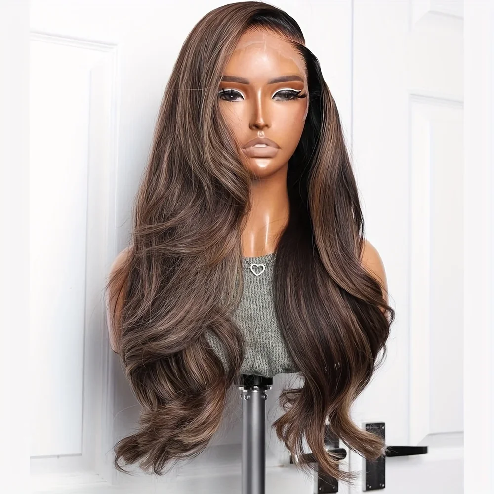 28“ Glueless Highlight Blonde Natural wave 5x5 Silk Base Jewish Human Hair Wig Baby Hair HD Lace European Hair Preplucked Daily