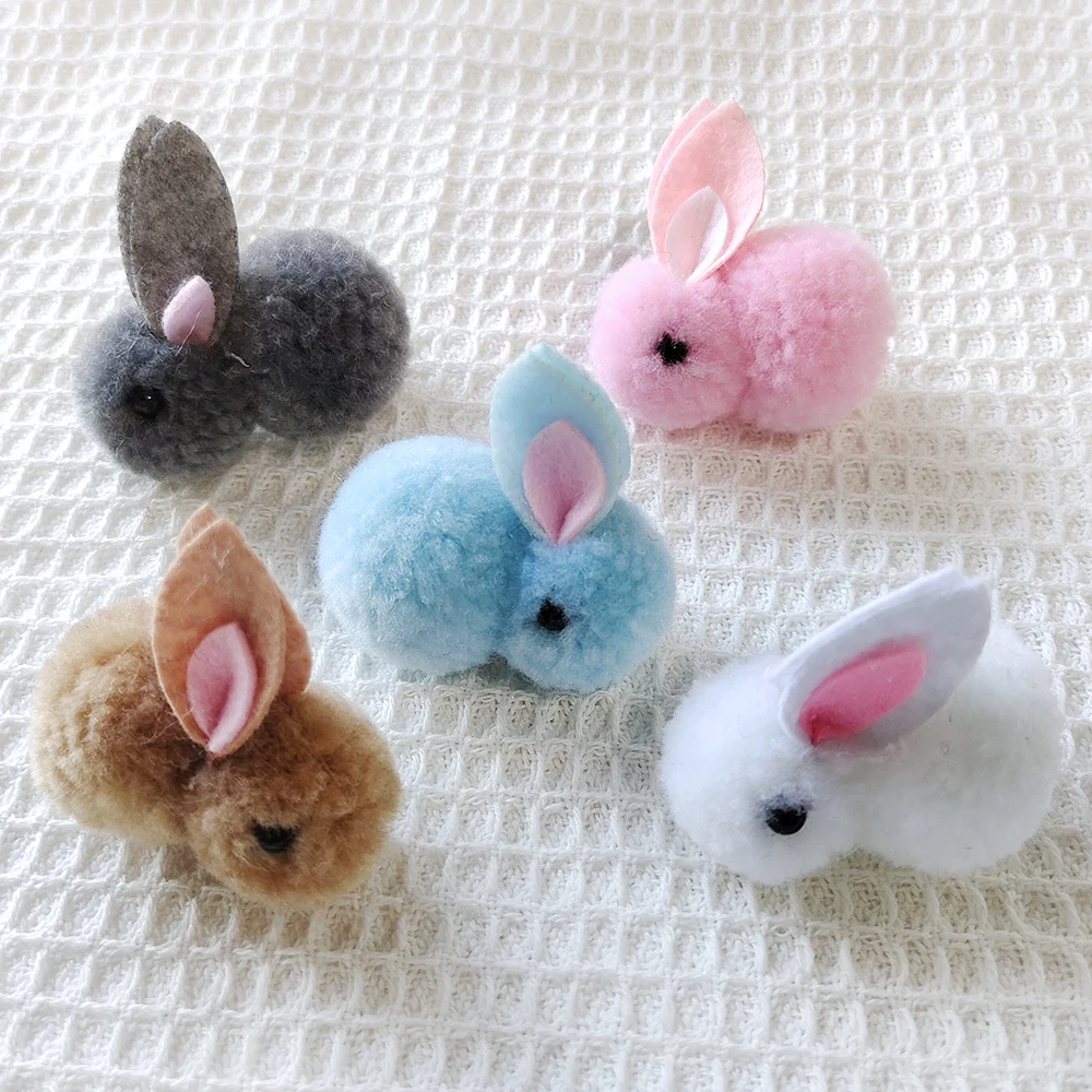 5Pcs Easter Plush Rabbit Colorful Mini Bunny Diy Handwork Clip Craft for Kids Easter Party Decoration Diy Gifts Clip Accessories