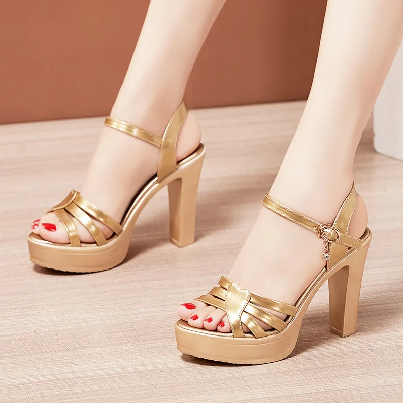 high quality summer leather sandals for women 8cm 10cm high heel new 2025 size 32 33 43 platform open toe elegant shoe blue red