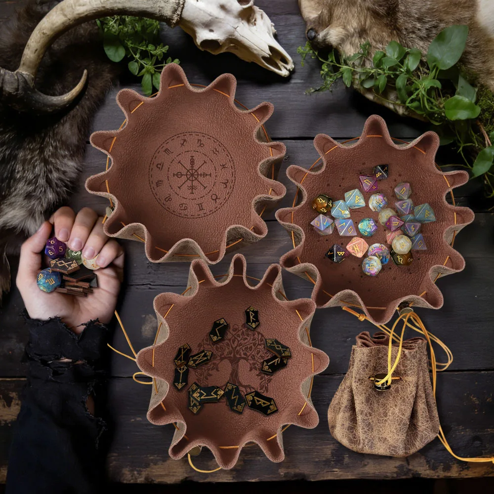 Leather Dice Storage Bag Drawstring Dice Tray Dice Bag Drawstring Storage Bag Jewelry Organizer