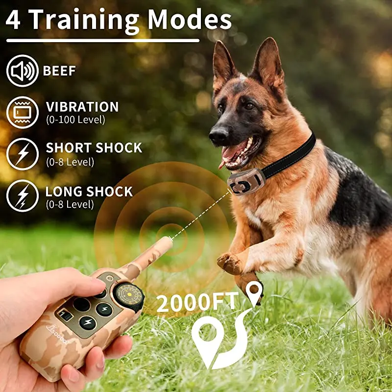 ABQP Electric Dog Training Collar Remote Control Rechargeable Dog Bark Collar Waterproof Anti Barking Device For All Size Dog