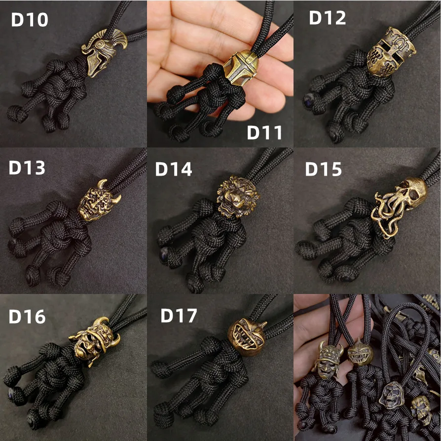 Mosiężny brelok do kluczy Retro Przenośne mini narzędzia Gwizdek Mini noże Węzeł linowy Urna Mała łyżka Breloczek do kluczy Akcesoria DIY Prezent 1PC — zdjęcie 6