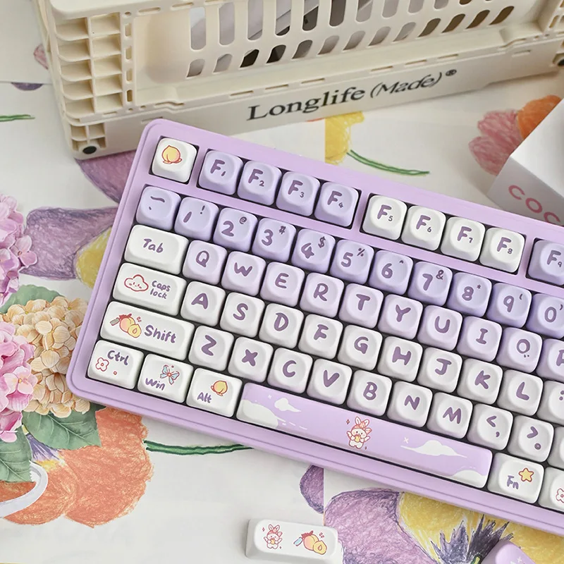 New Gradient Purple Rabbit Single Sided Thermal Sublimation Moa Highly Personalized Theme Customized Mechanical Keyboard Keycaps