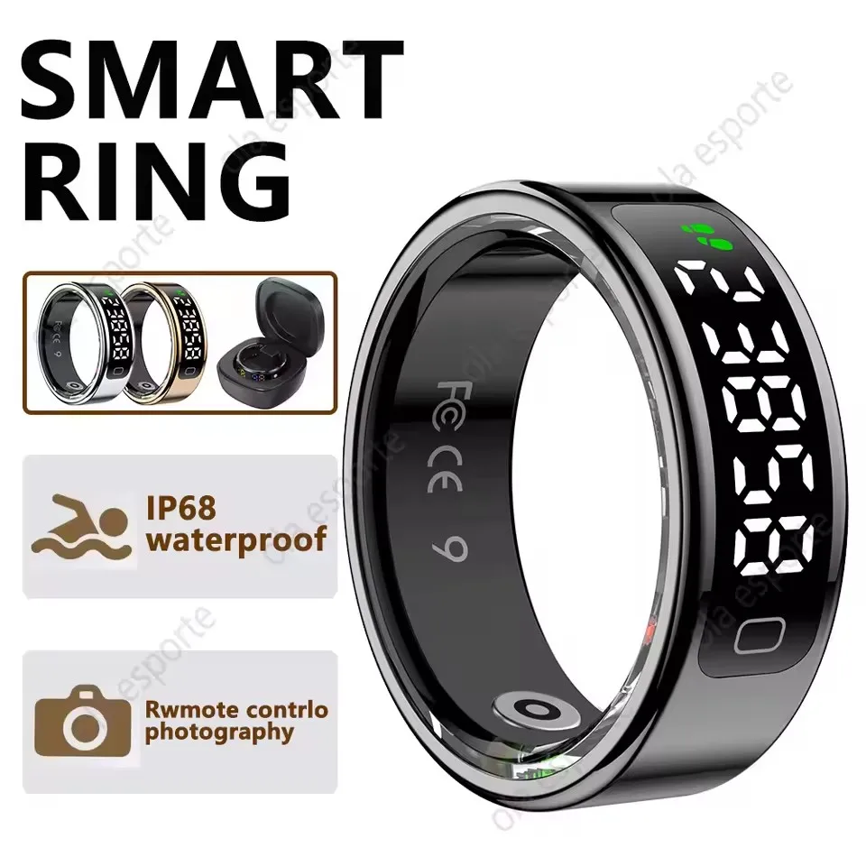 

Смарт-кольцо со светодиодным HD-экраном Tiktok Control, мужское кольцо 5ATM, водонепроницаемый монитор сердечного ритма, сна, женское кольцо Smartring 100 + спортивная модель