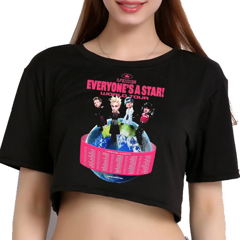5 Seconds of Summer cropped top teen cute meme japan kawaii korean fashion top tees gothic goth manga