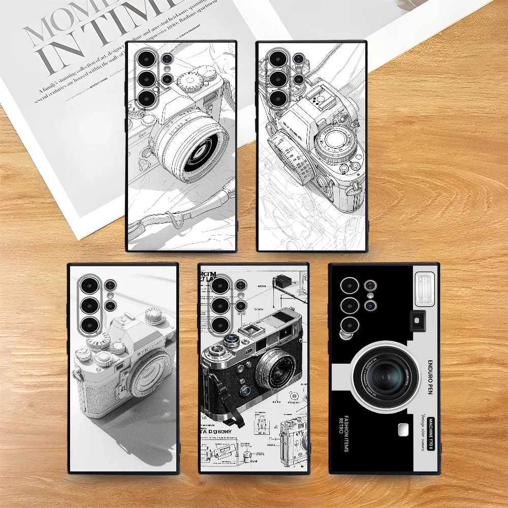 

Classic Retro Camera Phone Case For Samsung Galaxy S25 S24 S22 S23 Ultra S21 S20 Plus 5G Frosted Non-Slip Full Cover Case