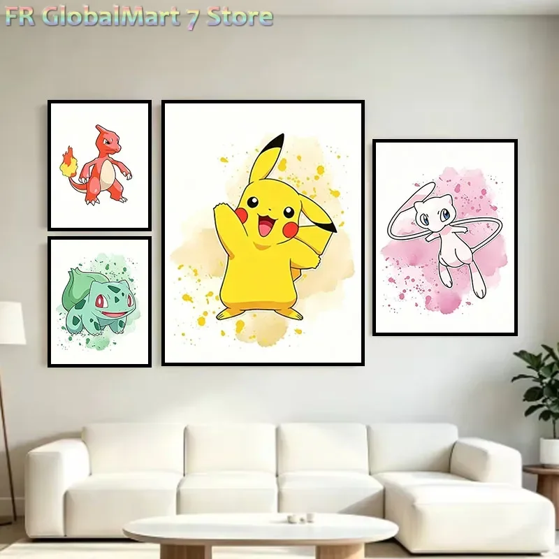 Pokémon Canvas Decorative Painting Frameless Cartoon Printing Snorlax Pikachu Jolteon Magikarp Room Poster Mural Holiday Gift