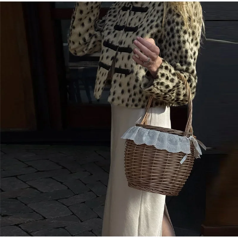 Damen Kurzjacken mit Leopardenmuster, Stehkragen, Froschknöpfen, Kunstpelzmäntel, Herbst, Damen, Langarm, Paneel-Design, Kurze Neue Oberbekleidung – Detail 3