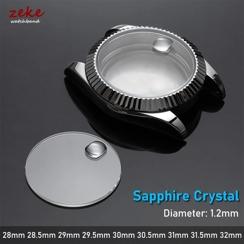 1.2mm Thick Date Window Watch Glass Round Flat Mineral Timepiece Sapphire Crystal Glass with Bubble Magnifier 28mm-32mm Diameter