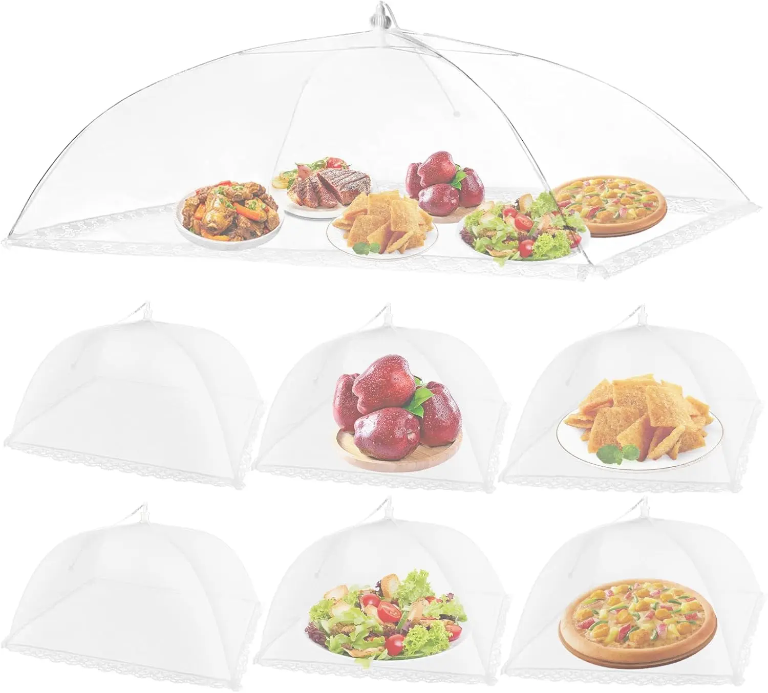 

Набор сетчатых чехлов для еды на открытом воздухе, 1 XL + 6 больших чехлов-тентов для пикников, барбекю, защиты от насекомых