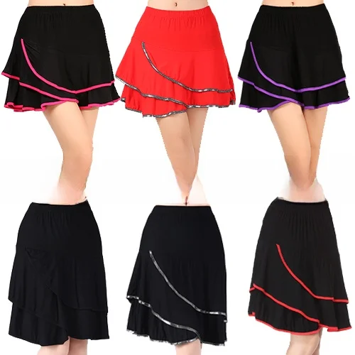 

New Adult Women's Latin Skirt Square Dance Cha Cha ort Pleated Skirt Modal Fabric Pure Color mid Waist Square Dance f-le...