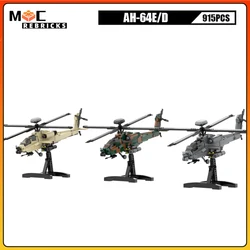 New Military Fighter Weapons AH-64D/E Helicopters MOC Building Block Armed Aircraft Model Set Bricks Toy for Boys Gifts