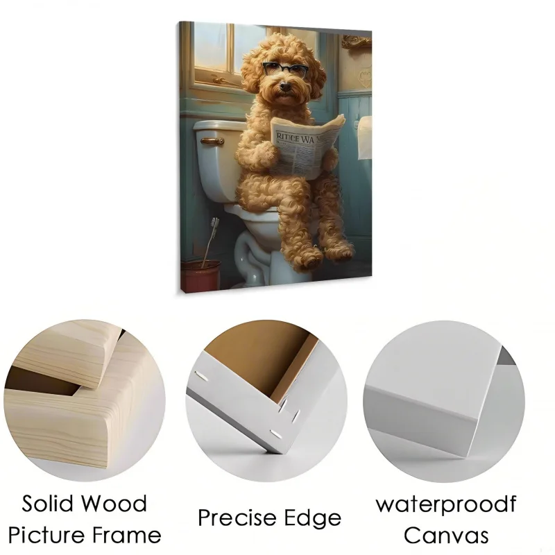 1Pcs Golden Retriever Boston Canvas Print - Modern Wall Art With Wood Frame, Ready To Hang, Suitable For Office, Living Room