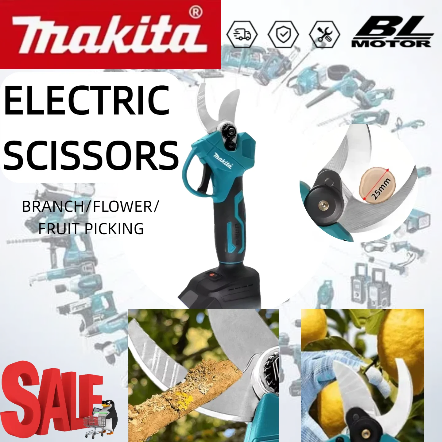 

Makita Brushless Electric Branch Scissors Garden Tools Branch Scissors Cordless Electric Garden Scissors for Makita 18V Battery