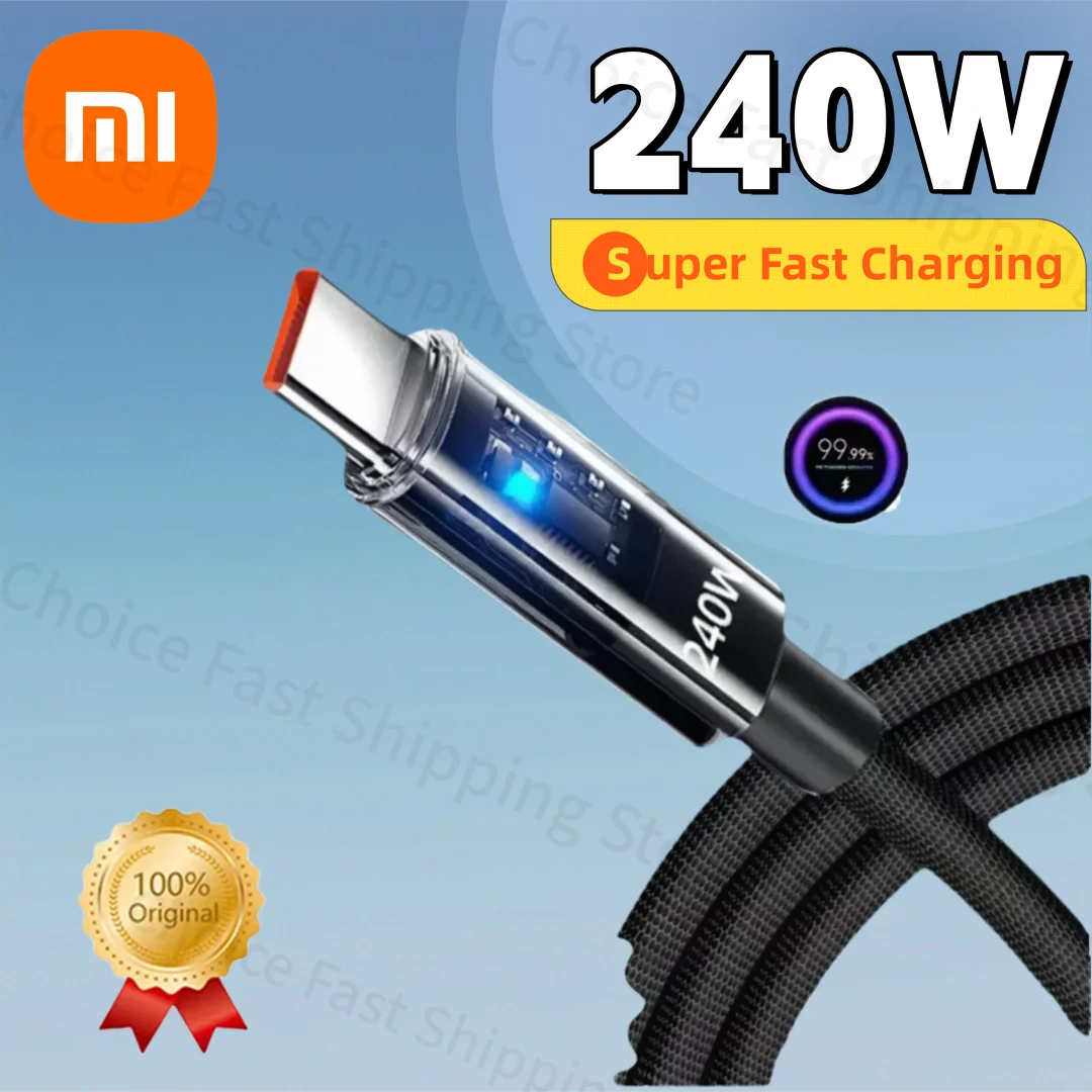Xiaomi 240W USB Type C cble de charge Super rapide pour iPhone Samsung Huawei LED affichage numrique Nylon USB C chargeur cordon de donnes