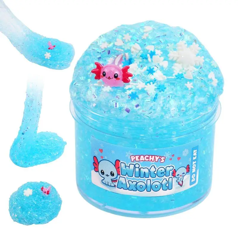 Cute Clear Sludge 200ml Salamander Soft Non-sticky Toy DIY Crystal Glue Sludge Stretchy Butter Sludge Kids Toys For Family Girls