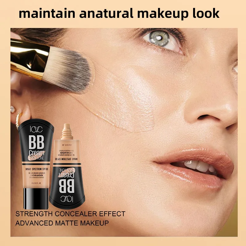 SPF30 Moisture Sunscreen BB Cream Liquid Face Base Foundation Whitening BB Cream Foundation Cream Face Makeup Concealer Cream