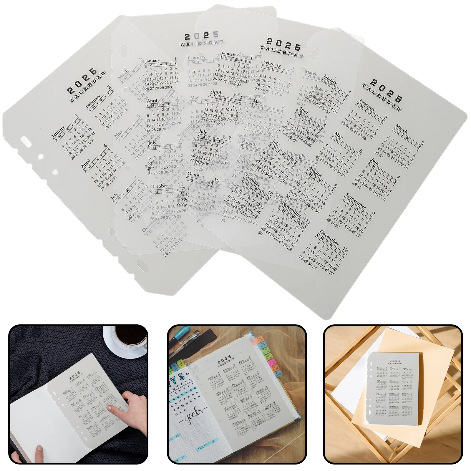 

4Pcs A5 Divider Sheets Binder Planner Inserts Transparent Notebook Dividers for Daily Organizer Portable Loose Leaf Separator
