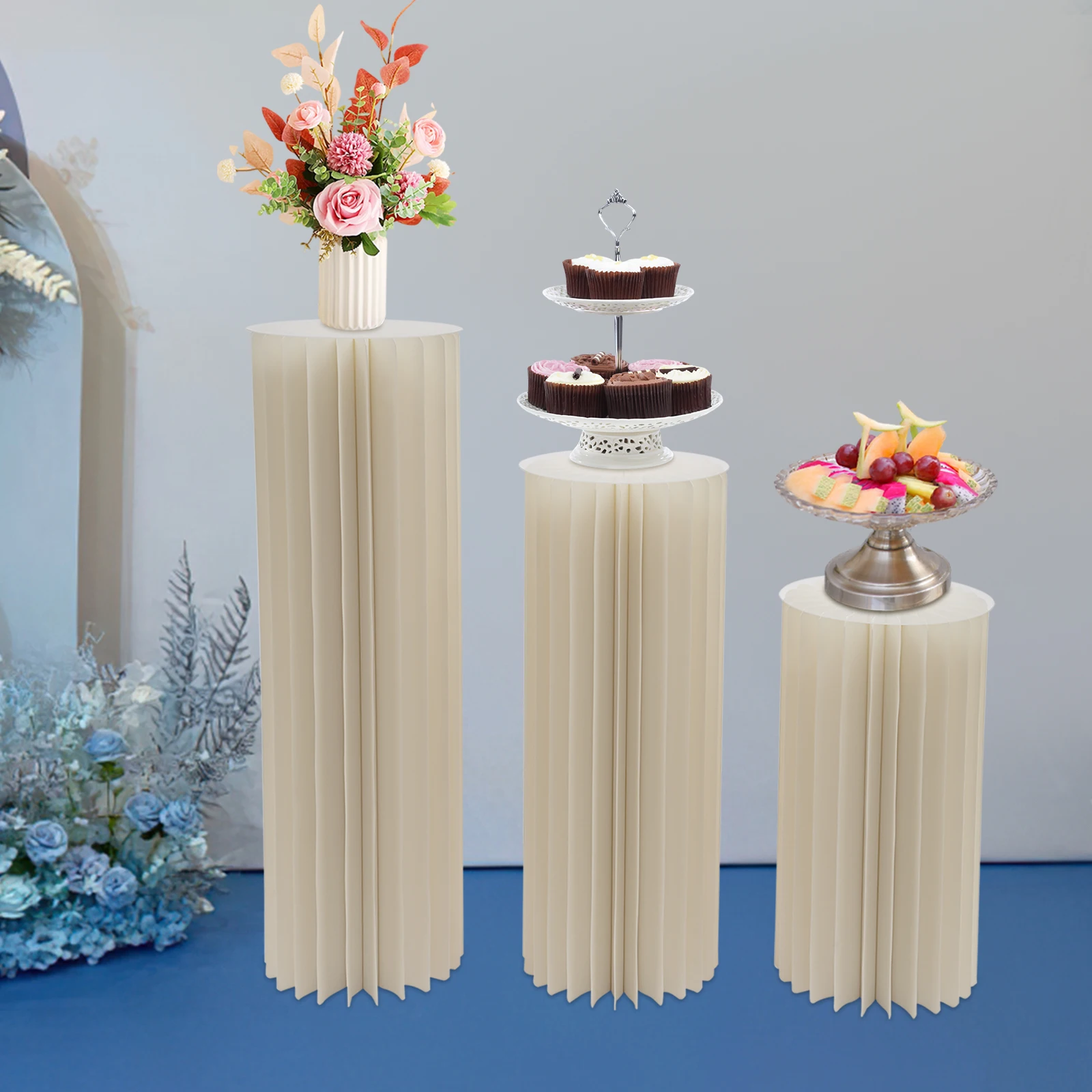 

3-piece PVC Cardboard Flower Stand (44 Sheets of Paper) Foldable Display Stand Banquet Guide Frame
