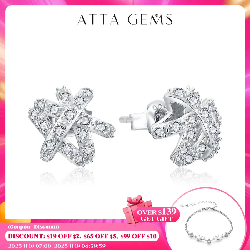 

ATTAGEMS D VVS1 Color Round Cut 1.5mm Moissanite Stud Earrings for Women Solid 925 Sterling SIlver For Woman Birthday Party Gift