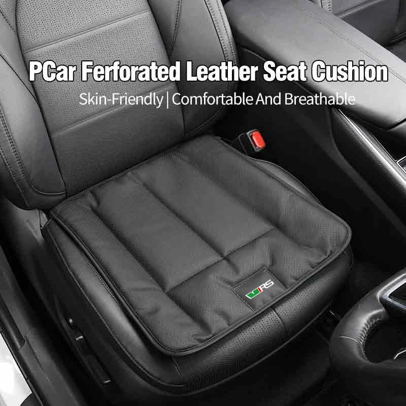 Breathable Perforated Leather Car Seat Pad Anti-slip Buckle Cushion For Skoda VRS Octavia Kamiq Kodiaq Karoq RS Superb Fabia