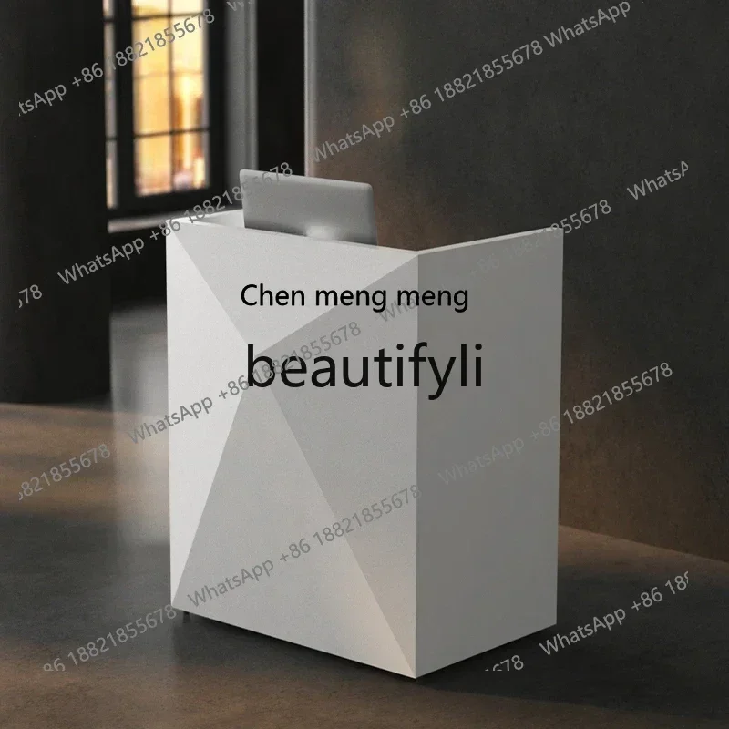 K182Reception Small information desk Welcome White paint front  Training podium