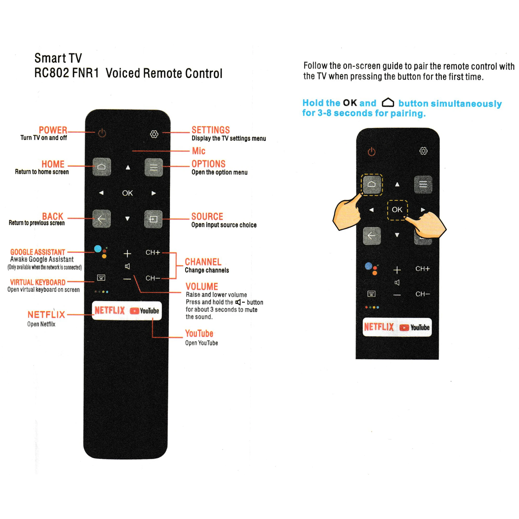 New Original Voice Remote Control RC802V FMR1 FNR1 FUR6 FUR4 FUR7 For TCL Android Smart TV Universal Bluetooth Remote Controller