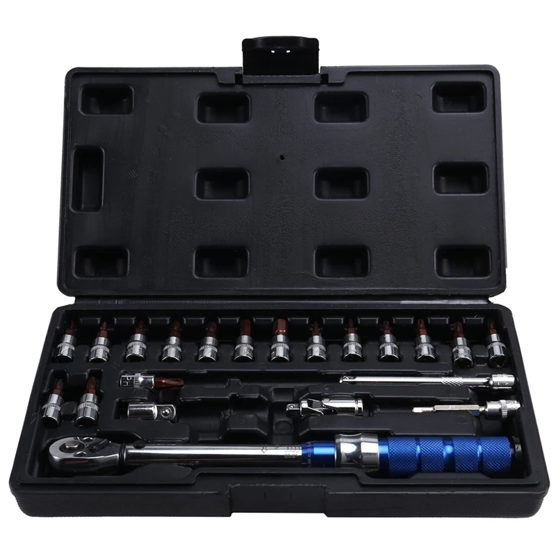 21Pcs Torque Wrench Set 1/4 Inch Bike Torque Wrench Socket Spanner Set Cycling Tool Bicycle Repair Kit