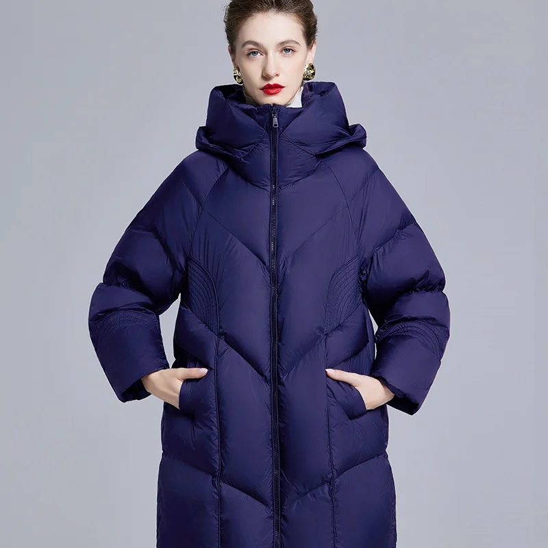 New Women's Winter Casual Fashion Thickened Long down Jacket Quilted Polyester Fiber Hooded Zipper Closure Comfortable