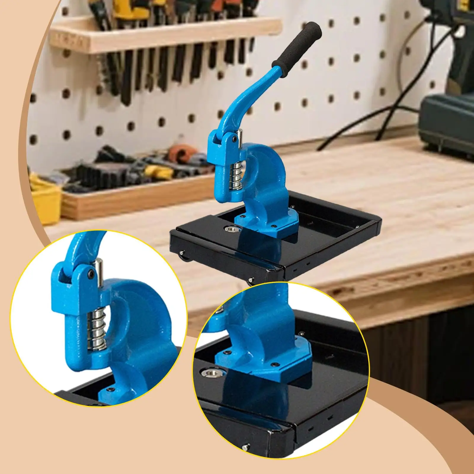

Manual Hand Press Grommet Machine Steel Material Eyelet Tool Kit for Banners Curtains Bags Shoes