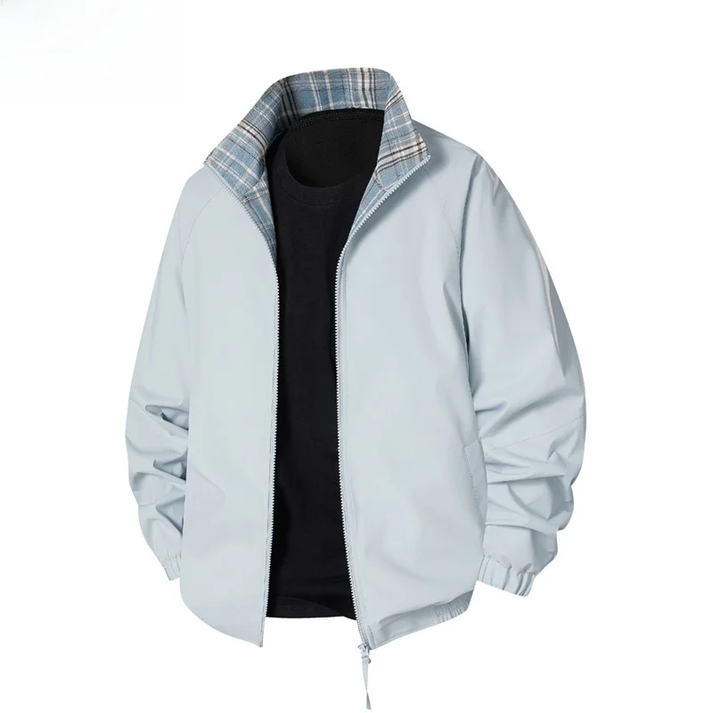 

Wassup Nuraya Double-Sided Plaid Jaet Casual Stand Collar ex Spring Autumn Outerwear Polyester Fiber Outdoor Sle