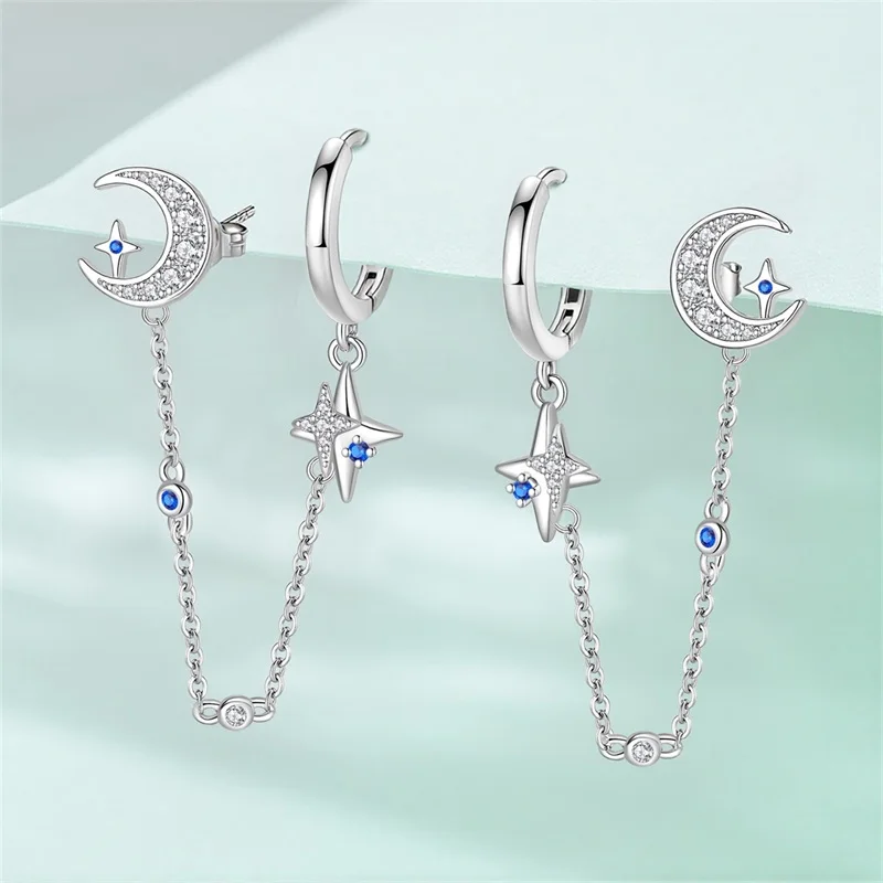 

Starry Night Fringe Earring for Women 925 Sterling Silver Hoop Earring Jewelry Fashion Graduation Birthday Gifts for Girls Teen