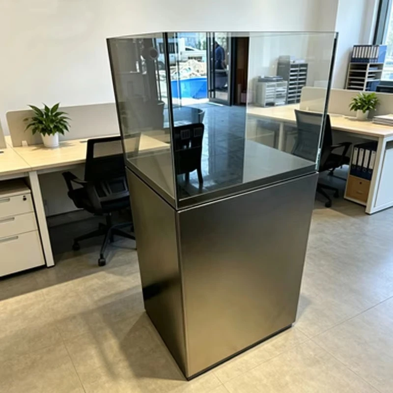 50-Gallon rectangular glass saltwater reef tank with bottom filter and rehydration system, with power box