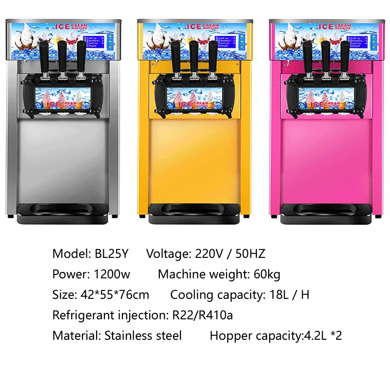 Desktop Mini Soft Serve Eismaschine Maschine 3 Geschmacksrichtungen Kommerzielle Eismaschine
