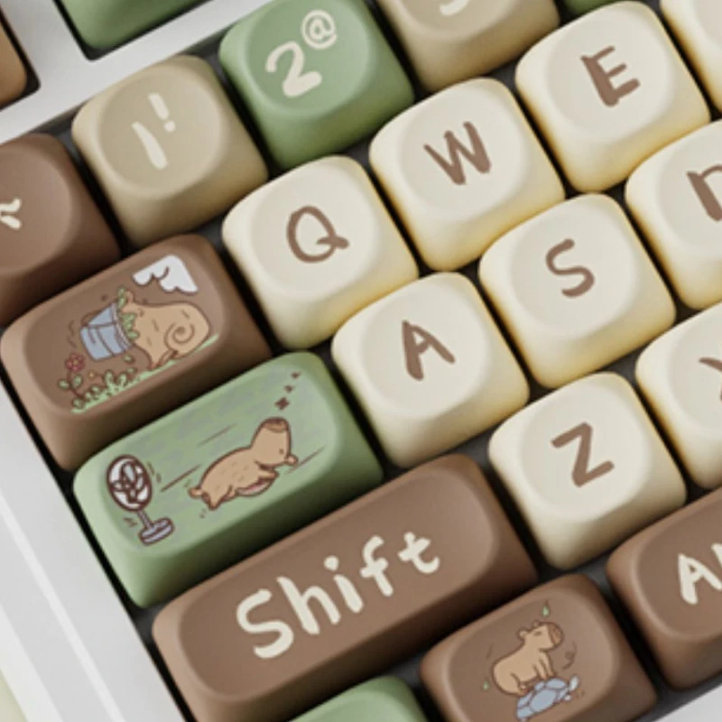 Imagem -06 - Echome-cute Capybara Tema Keycap Grupo Pbt Dye-sublimation Cap Teclado Personalizado Anime Perfil Oqo Teclado Mecânico