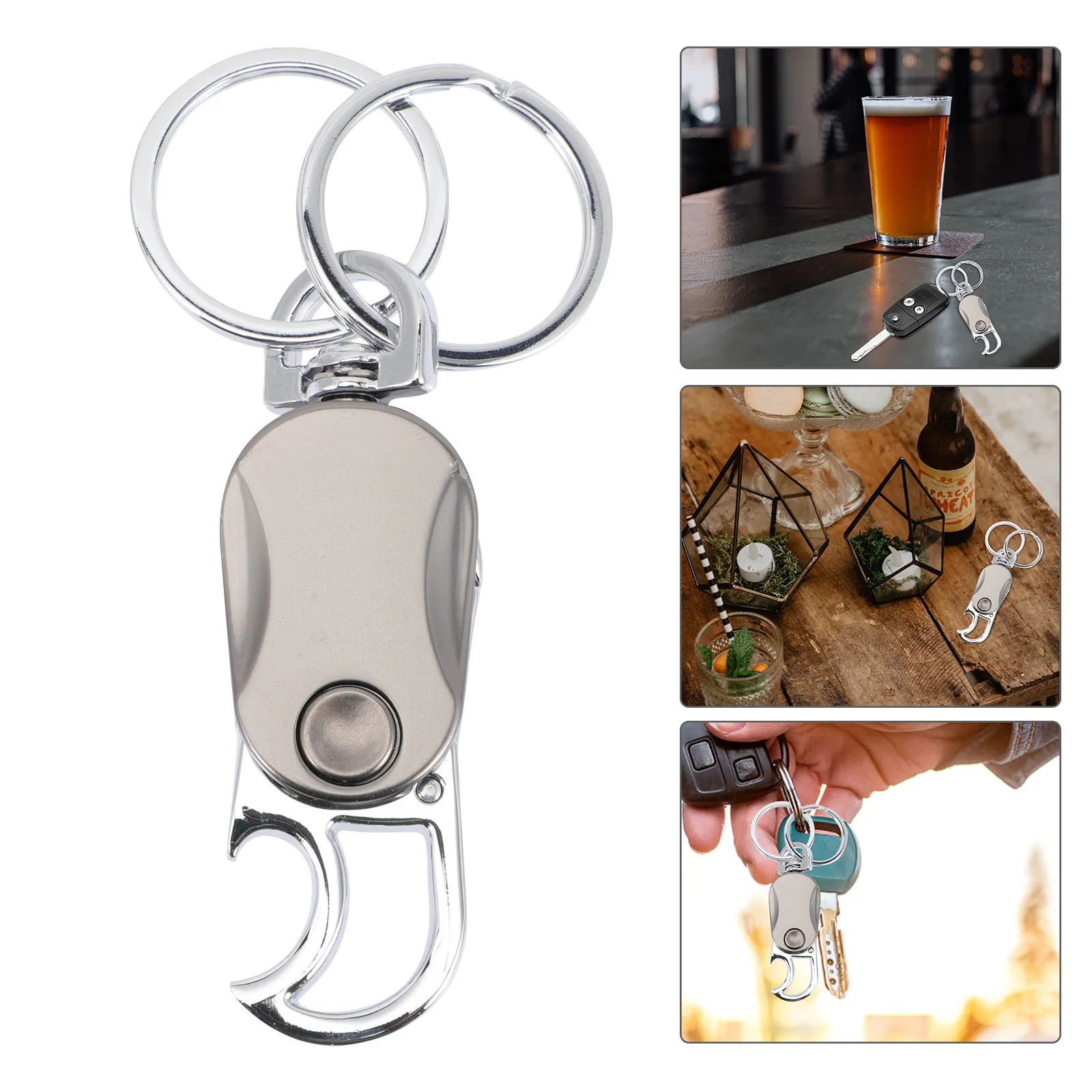 Heavy Duty Metal Bottle Opener Keyring Portable Beer Bottle Cap Opener Key Organizer for Men Women Travel Outdoor Party Use