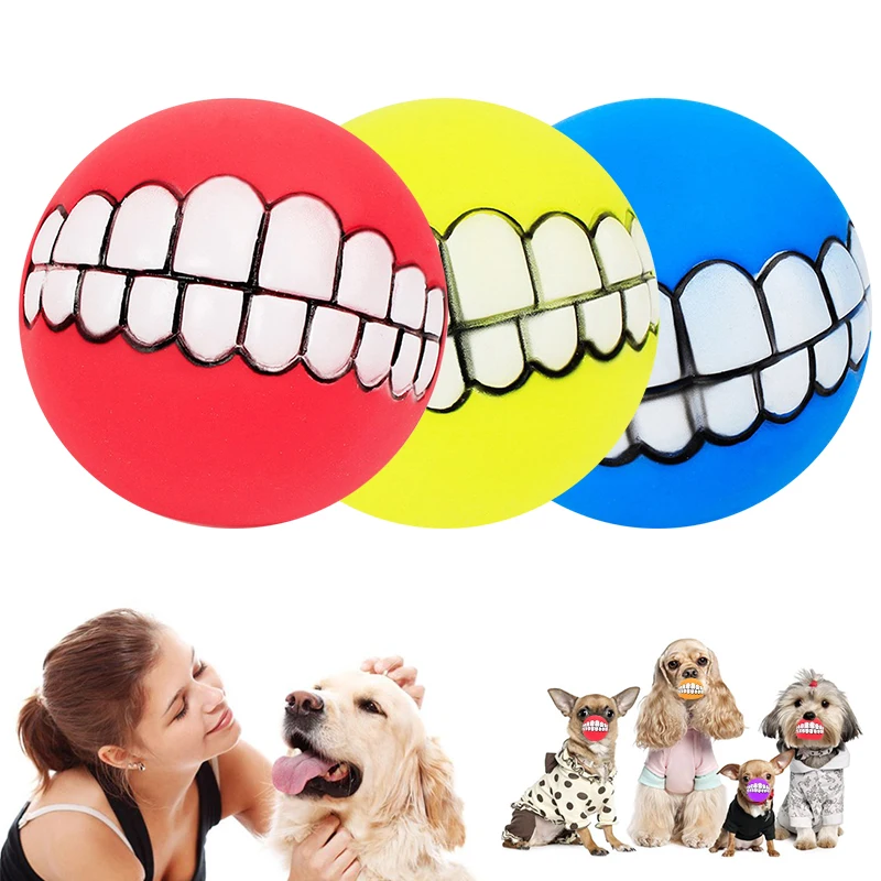 Pet Dog Puppy Ball Teeth Silicon Chew Toys Sound Novelty Playing Funny Toys Dog Accessories Dog Toys For Large Dogs Игрушки view 3