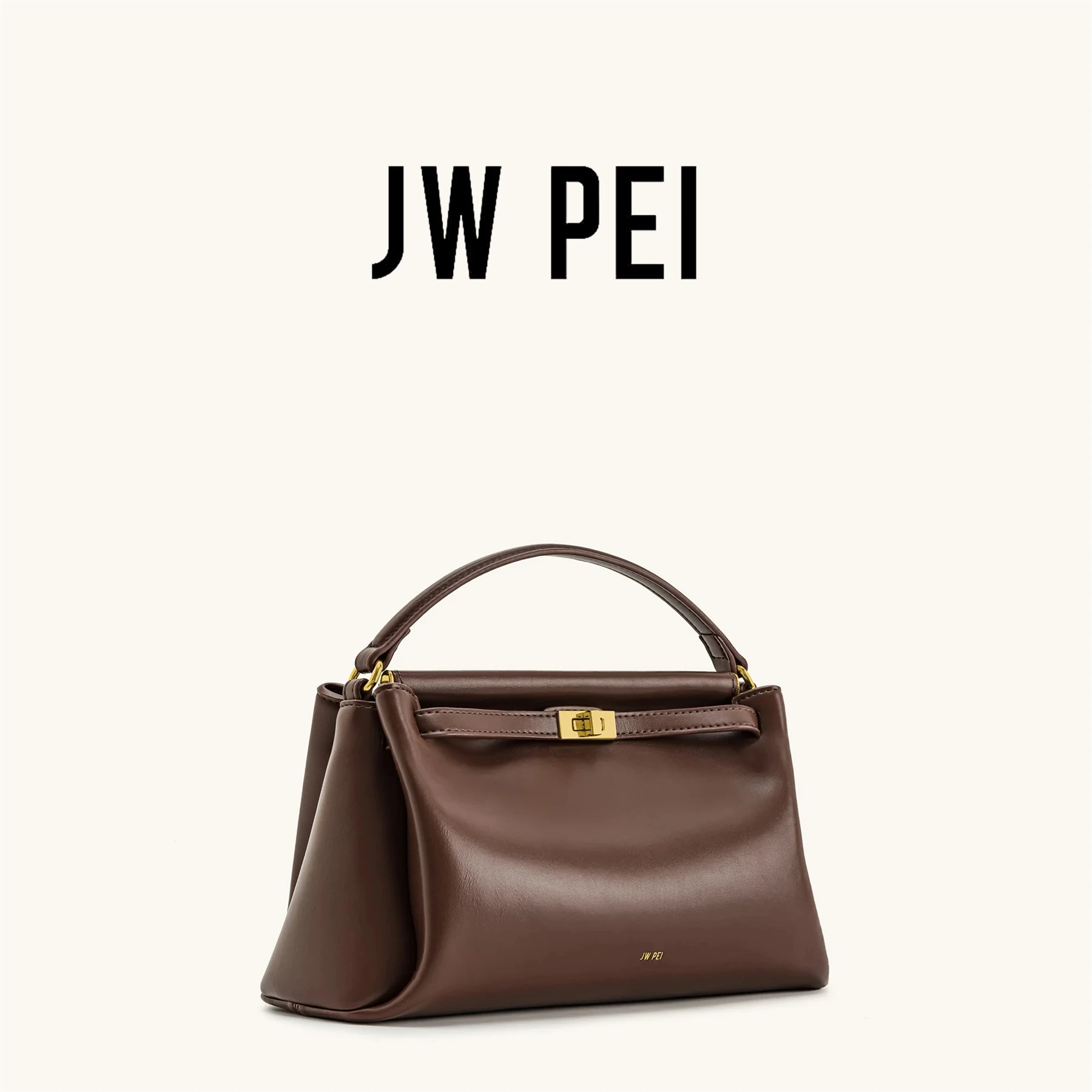 

JW PEI Carmen Lock Handbag 2026 New Women's Crossbody Small Square Turnlock Closure Purse Minimalist Vegan Leather Shoulder Bag