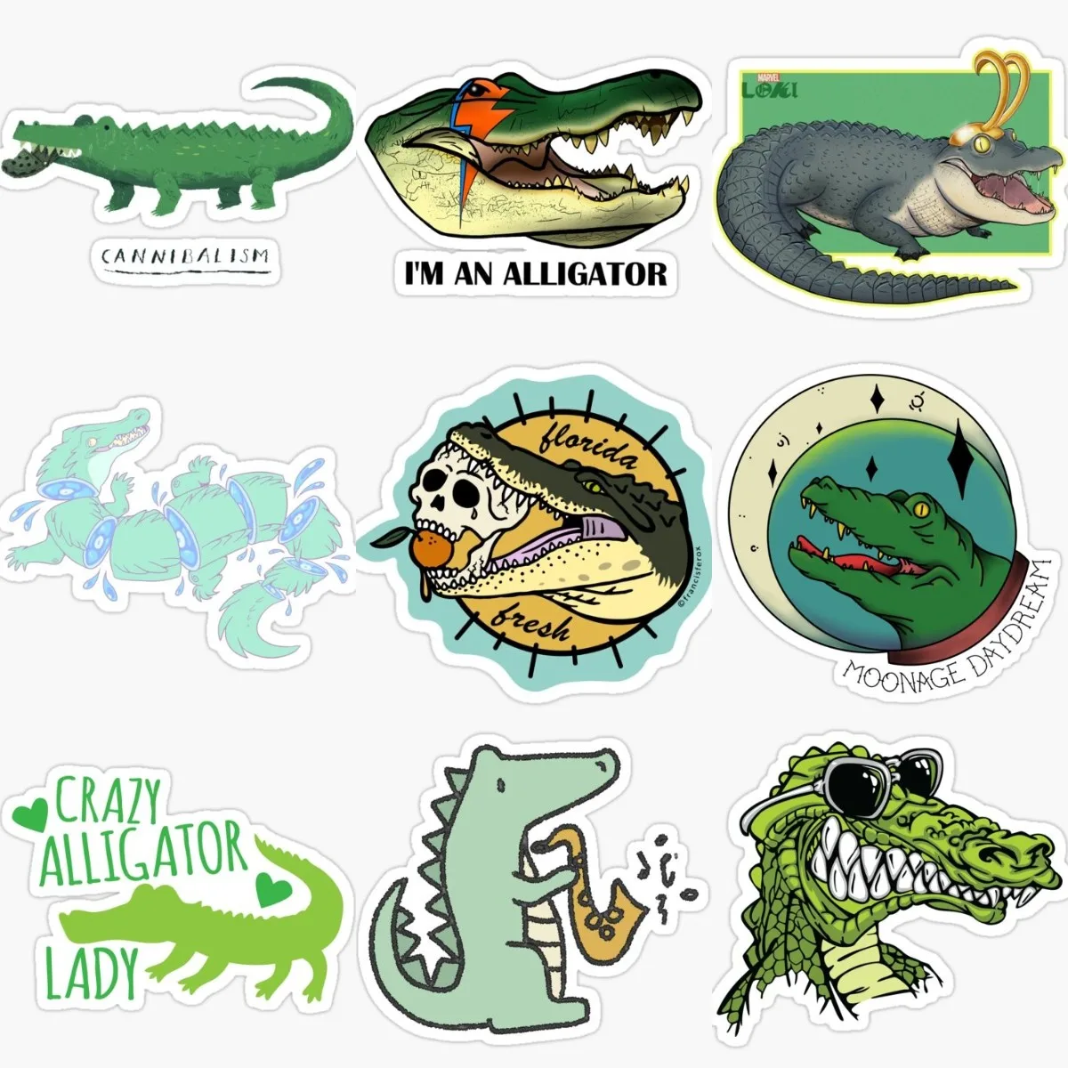

Creativity Cute Crocodile Sticker Motorcycle Van Bicycle Moto Laptop Wall Room Car Window Decoration Decals Customizable