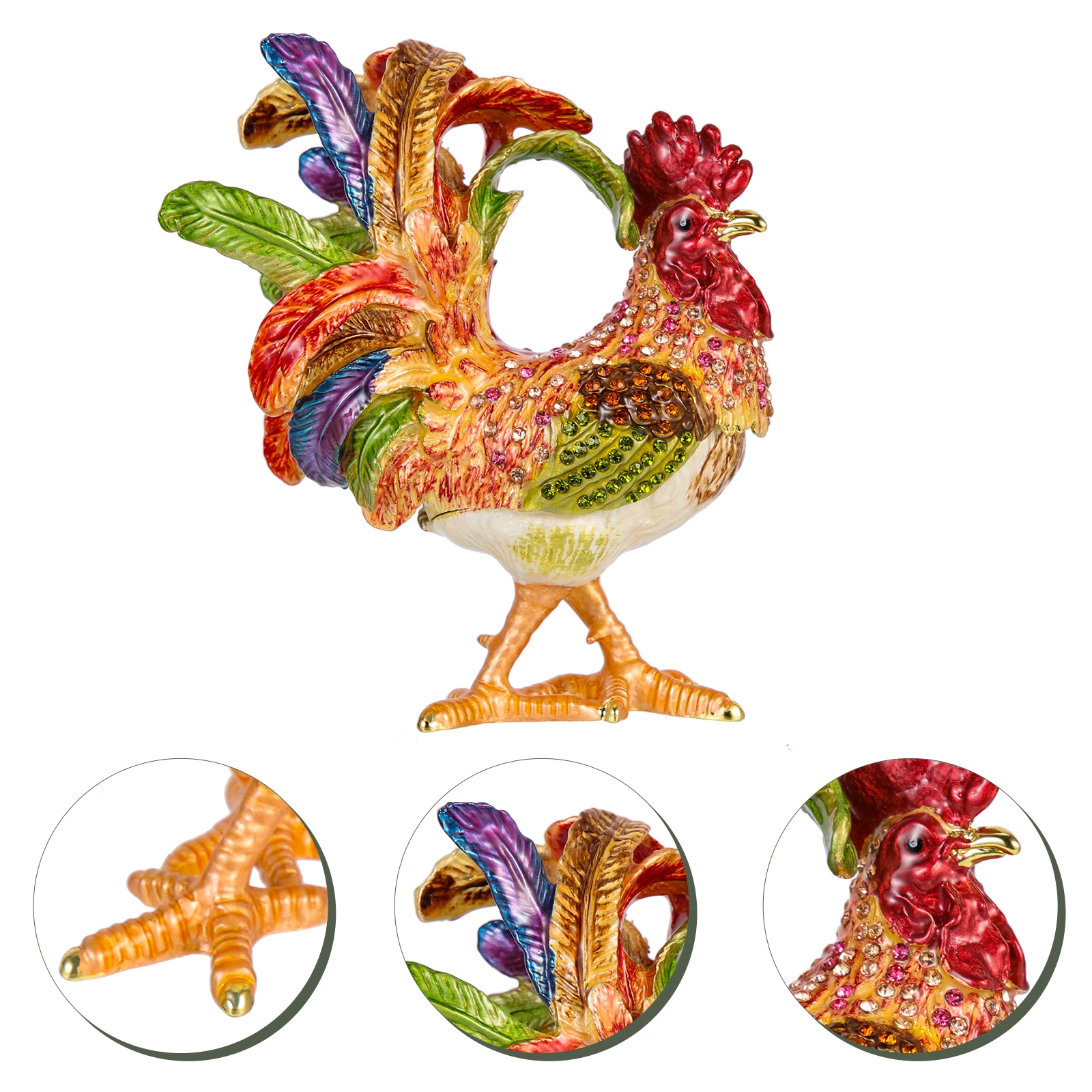 

Jewelry Storage Box Bird Decor Indoor Small Decoration Chicken Jewlery Organizer Case Vintage Holder Chinese Zodiac