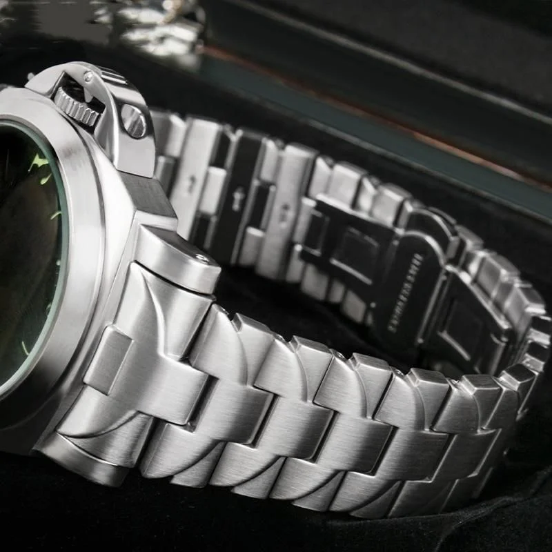 Solid Stainless Steel 22mm 24mm Steel Black Accessories for Panerai Luminor Series Pam441 111 Arc Interface Men's Watch Straps