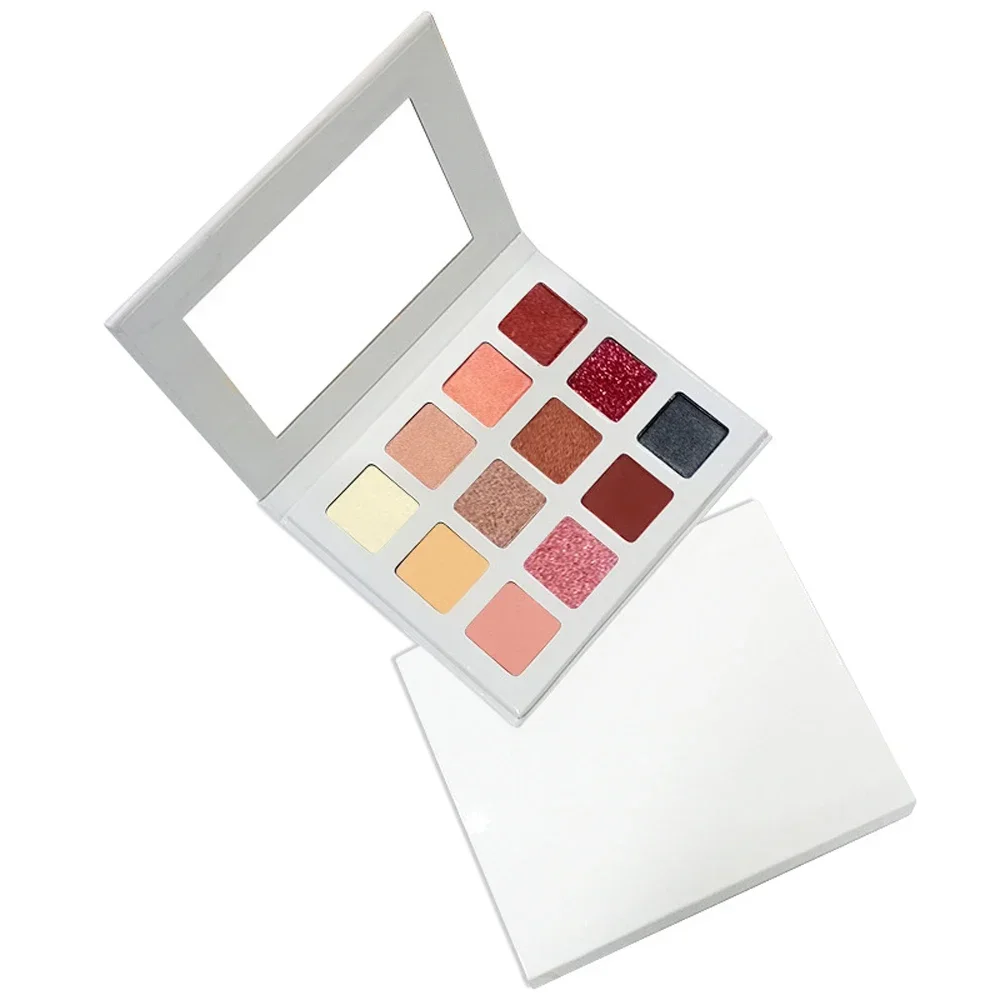 12-color Private Label Eyeshadow Custom Bulk White Paper Tray Pallet Pearlescent Waterproof Pigment Matte Shimmer Beauty Makeup